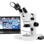 AmScope SM-1BRYY-30WR-14M3 SM-1 Series Super Widefield Zoom Binocular Stereo Microscope 7X-135X w/ 30W LED Fiber Optic Ring Light and 14MP USB 3.0 C-mount Camera on Track Stand (8)