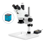 AmScope SM-1TY-144A-AF1 SM-1 Series Zoom Trinocular Stereo Microscope 7X-90X w/ Multi-Zone 144 LED and 1080P HDMI Auto-focus Camera on Pillar Stand w/ Extra Large Base Plate (2)