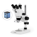 AmScope SM-1TNY-144S-AF1 SM-1 Series Industrial Inspection Zoom Trinocular Stereo Microscope 7X-90X w/ 144 LED Compact Ring Light and 1080P HDMI Auto-focus Camera on Pillar Stand w/ Small Base (2)