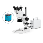 AmScope SM-1TNYY-30WR-AF2 SM-1 Series Industrial Inspection Zoom Trinocular Stereo Microscope 7X-135X w/ 30W LED Fiber Optic Ring Light and 1080P 2MP HDMI Auto-focus Camera on Pillar Stand w/ Small Base (2)