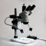 AmScope SM-1TN-8W 7X-45X Trinocular Industrial Inspection Zoom Stereo Microscope w/8W LED Dual Gooseneck Illuminator on Pillar Stand w/ Small Base (7)