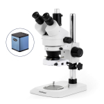 AmScope SM-1TNX-80S-AF25 SM-1 Series Industrial Inspection Zoom Trinocular Stereo Microscope 3.5X-45X w/ 80 LED Compact Ring Light and 1080P 5MP HDMI Auto-focus Camera on Pillar Stand w/ Small Base (2)
