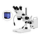 AmScope SM-1TSY-30WY-AF1 SM-1 Series Zoom Trinocular Stereo Microscope 7X-90X w/ 30W LED Double Gooseneck Fiber Optic Lights and 1080P HDMI Auto-focus Camera on Pillar Stand (4)