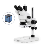 AmScope SM-1TSY-80S-AF25 SM-1 Series Zoom Trinocular Stereo Microscope 7X-90X Magnification w/ 80 LED Compact Ring Light and 1080P 5MP HDMI Auto-focus Camera on Pillar Stand (2)