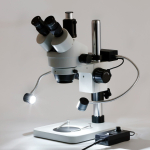 AmScope SM-1TS-8W 7X-45X Trinocular Stereo Zoom Microscope w/8W LED Dual Gooseneck Illuminator on Pillar Stand (6)