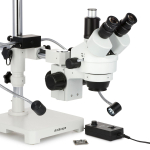 AmScope SM-3T-8W 7X-45X Trinocular Stereo Zoom Microscope w/8W LED Dual Gooseneck Illuminator on Single Arm Boom Stand (5)