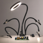 AmScope MAGLED-42 5X Magnification Dual Gooseneck 42 LED Magnifying Lamp w/ Circuit Board Holders and Table Clamp (3)