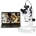AmScope SF-2TRAX-TP Trinocular Stereo Microscope 4X-50X Magnification on Track Stand w/ Dual-illumination and 9.7" Touchscreen Imaging System (5)