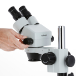 AmScope SM-1BY-FODR-9M SM-1 Series Zoom Binocular Stereo Microscope 7X-90X w/ 150W Halogen Dual Gooseneck & Ring Lights and 9MP USB 2.0 C-mount Camera on Pillar-stand w/ Large Base (9)