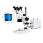 AmScope SM-1TNYY-30WR-AF2 SM-1 Series Industrial Inspection Zoom Trinocular Stereo Microscope 7X-135X w/ 30W LED Fiber Optic Ring Light and 1080P 2MP HDMI Auto-focus Camera on Pillar Stand w/ Small Base (4)