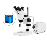 AmScope SM-1TNZ-30WS-AF2 SM-1 Series Industrial Inspection Zoom Trinocular Stereo Microscope 3.5X-90X w/ 30W LED Fiber Optic Single Gooseneck Light and 1080P 2MP HDMI Auto-focus Camera on Pillar Stand w/ Small Base (4)