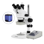 AmScope SM-1TNYY-80AM-AF25 SM-1 Series Industrial Inspection Zoom Trinocular Stereo Microscope 7X-135X w/ 80 LED Direction Variable Ring Light and 1080P 5MP HDMI Auto-focus Camera on Pillar Stand w/ Small Base (4)