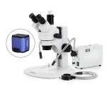 AmScope SM-1TRZZ-FODR-AF25 SM-1 Series Zoom Trinocular Stereo Microscope 3.5X-180X w/ 150W Halogen Dual Gooseneck & Ring Lights and 1080P 5MP HDMI Auto-focus Camera on Track Stand (3)