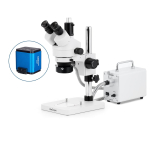 AmScope SM-1TSY-30WR-AF25 SM-1 Series Zoom Trinocular Stereo Microscope 7X-90X w/ 30W LED Fiber Optic Ring Light and 1080P 5MP HDMI Auto-focus Camera on Pillar Stand (4)