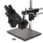 AmScope SM-4B-B Zoom Binocular Stereo Microscope 7X-45X Magnification on Black Double Arm Boom Stand (6)