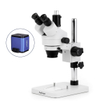 AmScope SM-1TSY-56S-HD2 SM-1 Series Zoom Trinocular Stereo Microscope 7X-90X Magnification w/ 56 LED Compact Ring Light and 2MP HDMI CMOS C-Mount Camera on Pillar Stand (2)