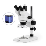 AmScope SM-1TNYY-64S-HD25 SM-1 Series Industrial Inspection Zoom Trinocular Stereo Microscope 7X-135X w/ 64 LED Compact Ring Light and 5MP HDMI CMOS C-Mount Camera on Pillar Stand w/ Small Base (4)