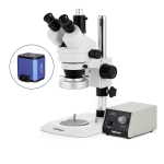 AmScope SM-1TNYY-80M-HD25 SM-1 Series Industrial Inspection Zoom Trinocular Stereo Microscope 7X-135X w/ HD 80 LED Ring Light and 5MP HDMI CMOS C-Mount Camera on Pillar Stand w/ Small Base (4)