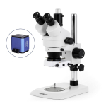 AmScope SM-1TNY-80S-HD25 SM-1 Series Industrial Inspection Zoom Trinocular Stereo Microscope 7X-90X w/ 80 LED Compact Ring Light and 5MP HDMI CMOS C-Mount Camera on Pillar Stand w/ Small Base (4)