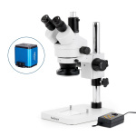AmScope SM-1TSX-144A-HD2GS SM-1 Series Zoom Trinocular Stereo Microscope 3.5X-45X w/ Multi-Zone 144 LED and 2MP HDMI Global Shutter CMOS C-Mount Camera on Pillar Stand (4)