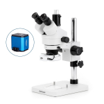 AmScope SM-1TSX-144S-HD2GS SM-1 Series Zoom Trinocular Stereo Microscope 3.5X-45X w/ 144 LED Compact Ring Light and 2MP HDMI Global Shutter CMOS C-Mount Camera on Pillar Stand (4)