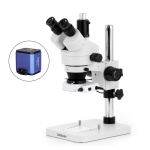 AmScope SM-1TSZ-80S-HD25 SM-1 Series Zoom Trinocular Stereo Microscope 3.5X-90X Magnification w/ 80 LED Compact Ring Light and 5MP HDMI CMOS C-Mount Camera on Pillar Stand (4)