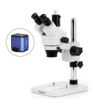 AmScope SM-1TSY-56S-HD2 SM-1 Series Zoom Trinocular Stereo Microscope 7X-90X Magnification w/ 56 LED Compact Ring Light and 2MP HDMI CMOS C-Mount Camera on Pillar Stand (4)