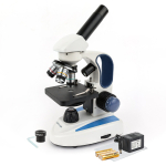 AmScope M158C-2L-WF Monocular Compound Microscope 40X-1000X, Student, Battery Powered + Dual LED Illumination + Wi-Fi 2.0MP Digital Eyepiece Camera (4)
