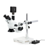 AmScope SM-3TY-144-HD42 Zoom Trinocular Stereo Microscope 7X-90X Magnification, SM-3 Series on Single Arm Boom Stand + 144-LED Ring Light + Back-Illuminated 8MP HDMI/WiFi/LAN Camera (1)