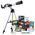 AmScope TKVB-60700-BJPSS-SWCH Kid's Telescope Space Watcher Series featuring 35X-350X 700x60mm Kid's Telescope, 200-Piece Solar System Puzzle (4)