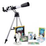 AmScope TKVB-60700-BJPSS-SWCH Kid's Telescope Space Watcher Series featuring 35X-350X 700x60mm Kid's Telescope, 200-Piece Solar System Puzzle (1)