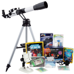 AmScope TKVB-60700-BJPSS-SWCH Kid's Telescope Space Watcher Series featuring 35X-350X 700x60mm Kid's Telescope, 200-Piece Solar System Puzzle (2)