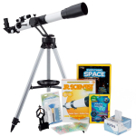 AmScope TKVB-60700-BJPSS-SWCH Kid's Telescope Space Watcher Series featuring 35X-350X 700x60mm Kid's Telescope, 200-Piece Solar System Puzzle (16)