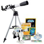 AmScope TKVB-60700-BJPSS-SWCH Kid's Telescope Space Watcher Series featuring 35X-350X 700x60mm Kid's Telescope, 200-Piece Solar System Puzzle (15)