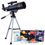 AmScope TKVB-S70300-TLDIY-SWCH Kid's Telescope Space Watcher Series featuring 15-150X 300x70mm Compact Telescope, Build & Learn Telescope Activity Kit (5)