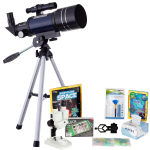 AmScope TKVB-S70300-TLDIY-SWCH Kid's Telescope Space Watcher Series featuring 15-150X 300x70mm Compact Telescope, Build & Learn Telescope Activity Kit (12)