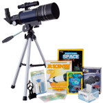 AmScope TKVB-S70300-TLDIY-SWCH Kid's Telescope Space Watcher Series featuring 15-150X 300x70mm Compact Telescope, Build & Learn Telescope Activity Kit (9)