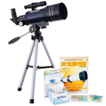AmScope TKVB-S70300-TLDIY-SWCH Kid's Telescope Space Watcher Series featuring 15-150X 300x70mm Compact Telescope, Build & Learn Telescope Activity Kit (1)