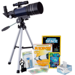 AmScope TKVB-S70300-TLDIY-SWCH Kid's Telescope Space Watcher Series featuring 15-150X 300x70mm Compact Telescope, Build & Learn Telescope Activity Kit (15)