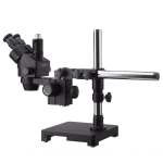 AmScope SM-3TZ-144A-14M3-B SM-3 Series Zoom Black Trinocular Stereo Microscope 3.5X-90X on Single Arm Boom Stand, 144 LED Light, USB3 14MP Camera (1)