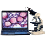AmScope B100-M B100 Series Biological Binocular Compound Microscope 40X-1000X Magnification with Halogen and 1.3MP Camera (1)