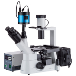 AmScope IN300T-FL-MF143 IN300 Series Inverted Epi-fluorescence Trinocular Compound Microscope 40X-400X Magnification w/ 1.4MP Cooled Monochrome CCD Camera (0)