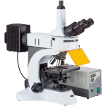 AmScope FM820T-HD18-HDM FM820 Series Upright Fluorescence Trinocular Compound Microscope 40X-1000X Magnification with Rotating Multi-filter Turret, HDMI Camera and Screen (1)
