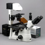 AmScope IN480TC-FL-3MG3 IN480 Series Inverted Infinity-Corrected Fluorescence Trinocular Compound Microscope 40X-1500X w/ Kohler Illumination and 2.3MP Global Shutter Camera (1)