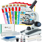 AmScope M150C-SP15-EXCL1 M150 Series Portable Student Monocular Compound Microscope 40X-1000X Magnification with LED, Basic Slide Preparation Kit and Experiment Cards (0)