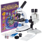 AmScope M50C-SE100-B14-WM IQCrew 20X Stereo Microscope and 1000X Compound Microscope for Kids and Students w/ Slide Prep Kit and Book (0)