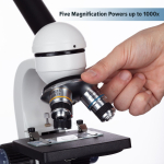 AmScope M150C-SP15-EXCL1 M150 Series Portable Student Monocular Compound Microscope 40X-1000X Magnification with LED, Basic Slide Preparation Kit and Experiment Cards (3)