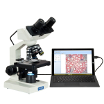 AmScope MD82ES10-SC100 40X-2000X 1.3MP Digital Integrated Microscope w/ LED Illumination + Blank Slides, Tissues (1)