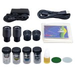 AmScope MD82EZ10-A188V-SCP 40X-2500X 1.3MP Digital Integrated Microscope w/ LED Illumination + Vinyl Case, Blank Slides, Tissues (6)