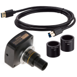 AmScope SM-1TX-RL-3M SM-1 Series Zoom Trinocular Stereo Microscope 3.5X-45X Magnification w/ Dual LED, 3MP USB 2.0 C-mount Camera on Track Stand (6)